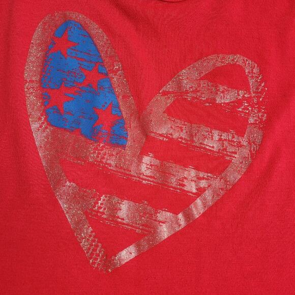 American Flag Heart Red Racerback Tank Top size XL Juniors - Picture 2 of 5